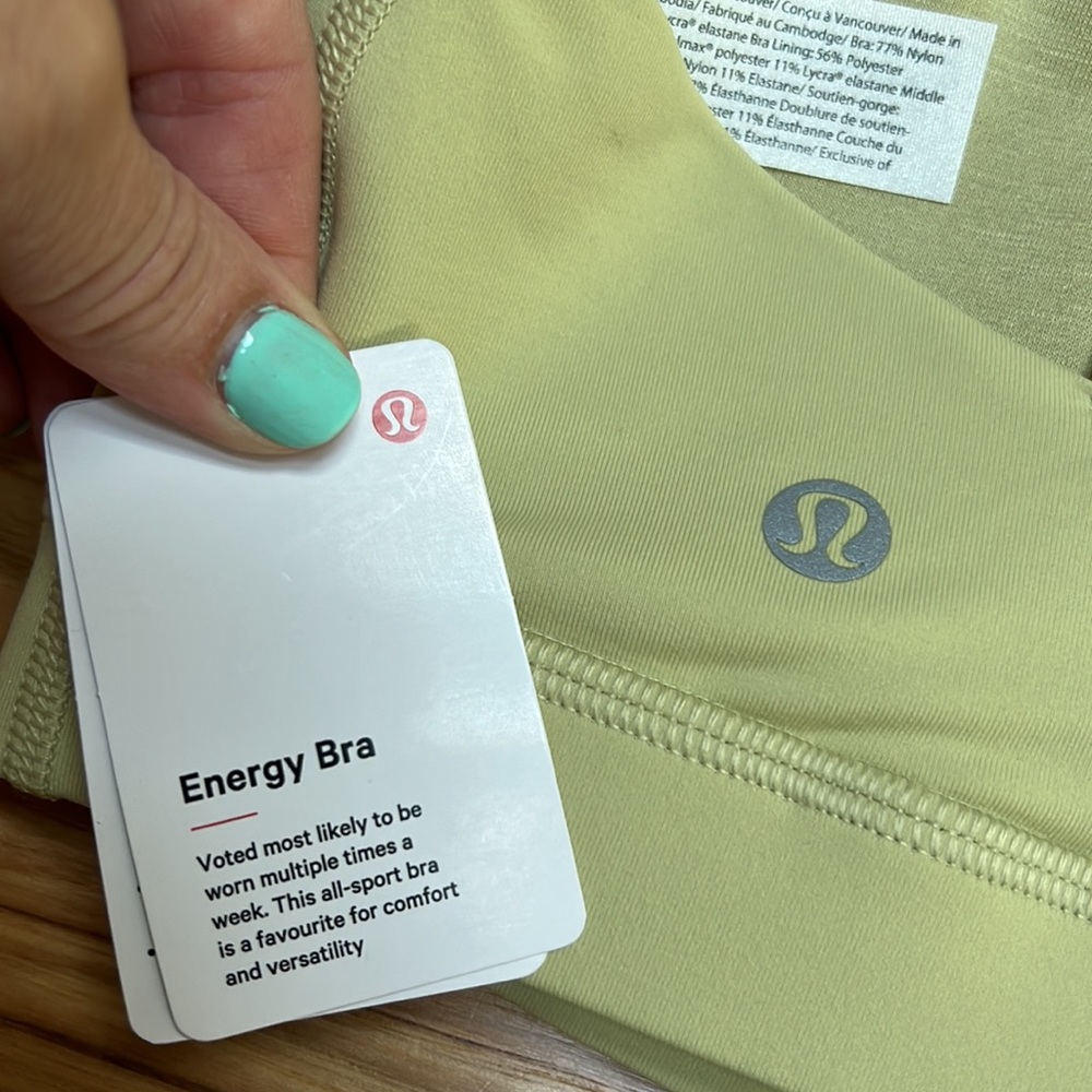 NWT lululemon Dew Green size 6 Energy Bra - Picture 2 of 8